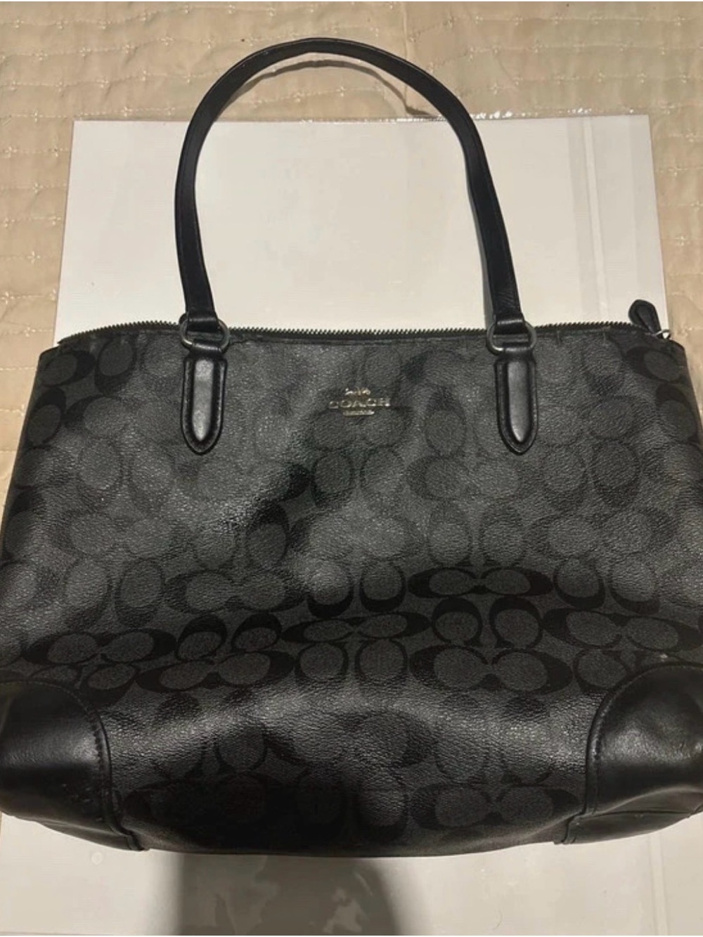 Coach Black Signature Logo Tote